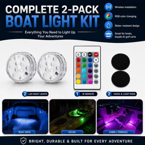 Vista 7 de Shangyuan Luces de barco inalámbricas, funciona con pilas, luz interior LED marina para cubierta de barco, luz de cortesía, para pesca, pontón