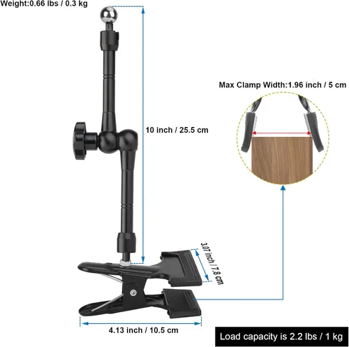 Vista 7 de Mippko Soporte para tablet para escritorio/mesa/caballete/tablero/estante, brazo de aleación de aluminio ajustable de 360°, soporte para iPad