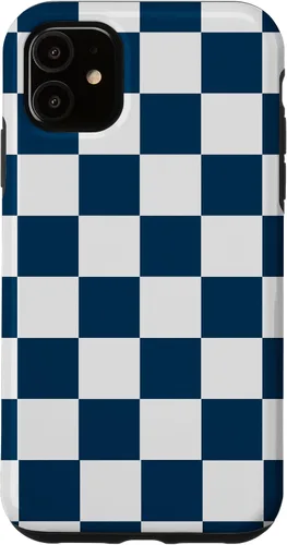 Vista 7 de Checkered Navy Blue and White Checkerboard Case for iPhone 17