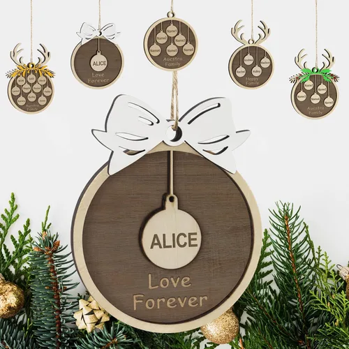 Vista 33 de Adornos de Navidad personalizados familiares de 1, 2, 3, 4, 5, 6, 7, 8, 9, 10, adornos de madera personalizados, decoraciones de Navidad, regalos