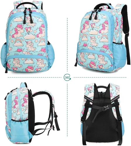 Vista 2 de Meisohua Mochilas escolares para niñas, mochila de unicornio con bolsa de almuerzo y estuche para lápices, juego de bolsas escolares 3 en 1