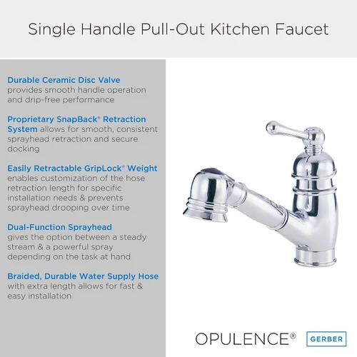 Vista 3 de Gerber Plumbing Opulencia - Grifo de cocina extraíble con retroceso SnapBack