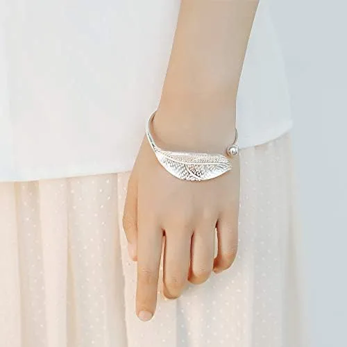 Vista 3 de YBpineer - Brazalete para mujer con diseño de hojas abiertas