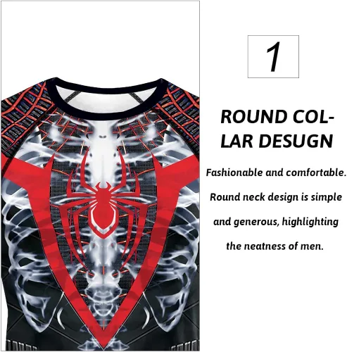 Vista 4 de Rcimuue Camisa de compresión para hombre camiseta de compresión con impresión 3D camiseta de manga larga para correr fitness secado rápido