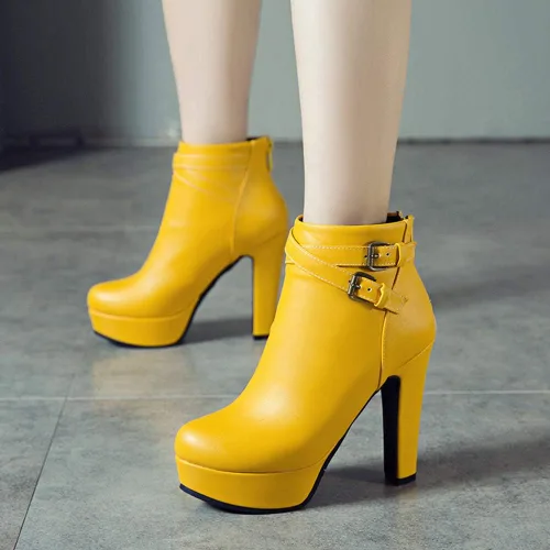 Vista 26 de Scaoruki Zapatos de otoño de moda para mujer, botines de tacón de bloque