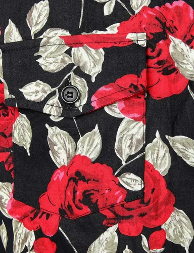 Vista 5 de JOGAL Camisa hawaiana sin mangas con botones y flores para hombre