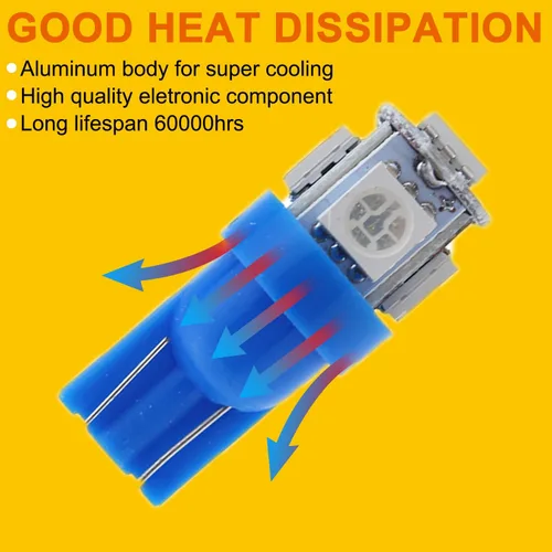 Vista 7 de Bombillas LED T10 azules para salpicadero, panel de instrumentos, calibre 2825 194 W5W, lámpara interior de automóvil con enchufes de bloqueo