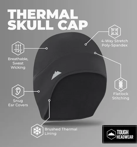 Vista 10 de Tough Headwear Gorras térmicas para casco para hombre, para invierno, gorra de casco y gorras de ciclismo para correr, esquiar, deportes de invierno