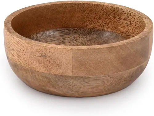 Vista 5 de Samhita Cuenco redondo de madera de mango perfecto para nueces, dulces, aperitivos, aceitunas y salsa. Se ve absolutamente hermoso con tu