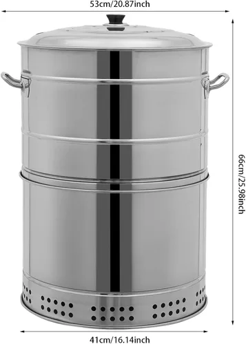 Vista 8 de Bacocoo - Parrilla de carbón de acero inoxidable para asador, ahumador portátil grande de 16 pulgadas, 50 pinchos y kit para colgar para acampar al