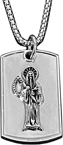 Vista 2 de vogueteen Collar con colgante de calavera de Santa Muerte de acero inoxidable para hombre