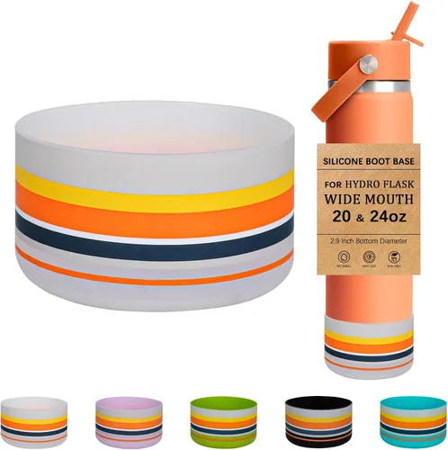 Vista 8 de HEYSKAY Funda Protectora de Silicona para Botellas de Agua Hydro Flask de Boca Ancha de 12oz 16oz 18oz 21oz 24oz Protector de Fondo y Otras Botellas