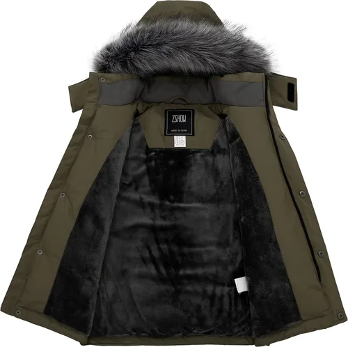 Vista 3 de ZSHOW Abrigo de invierno cálido para niños, parka impermeable con capucha