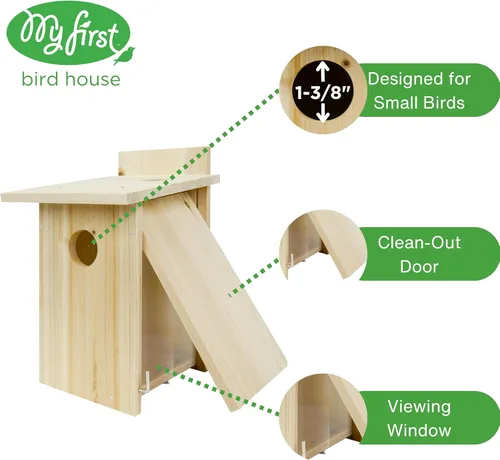 Vista 4 de Nature's Way Bird Products DIY Primera ventana de visualización Jardín-Casa-Pájaro, Madera