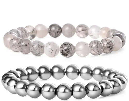 Vista 32 de Bivei - Pulsera elástica de cuentas redondas de cristales curativos semipreciosos naturales, hecha a mano, rellenadores de regalo para mujeres Ágata
