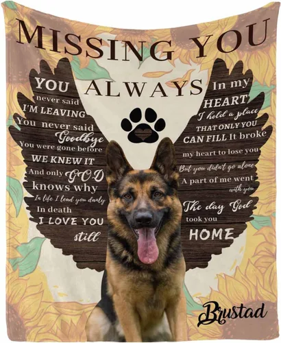 Vista 29 de InterestPrint Manta de perro personalizada en memoria amorosa de la pérdida con imágenes y nombre, regalo personalizado de recuerdo de condolencias
