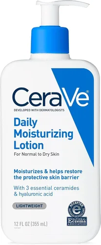 Vista 12 de CeraVe Loción hidratante diaria para piel seca, loción corporal y hidratante facial con ácido hialurónico y ceramidas, hidratante diario, sin