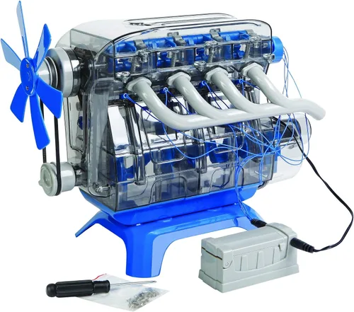 Vista 2 de MindBlown Kit de Motor Modelo DIY - Ensamblaje de Construcción de Combustión Interna Mecánico de Cuatro Ciclos, Viene con Válvulas, Cilindros