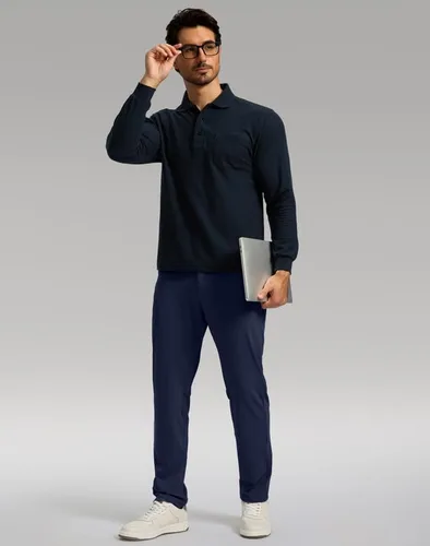 Vista 6 de Soothfeel Pantalones de golf para hombre con 5 bolsillos, ajustados, elásticos, casuales, de viaje, pantalones de trabajo para hombre