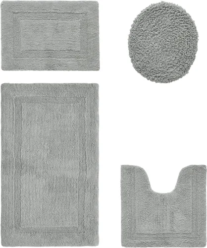 Vista 54 de Better Trends Juego de 4 alfombras de baño de lujo, 100% algodón, suaves, absorbentes de agua, reversibles, lavables a máquina, para decoración