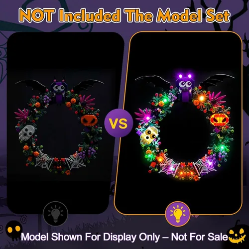 Vista 4 de LocoLee Kit de luces compatible con Lego 40825 Halloween Wreath – No solo el modelo, accesorios de iluminación LED compatibles con Lego 40825