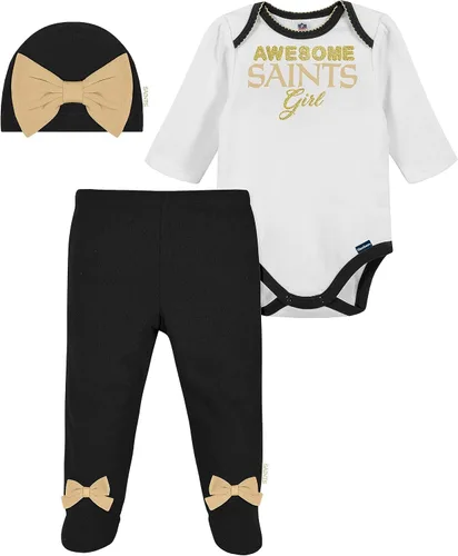 Vista 22 de NFL Conjunto de enterizo, pantalón con pies y gorro de 3 piezas para bebé niña