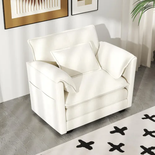Vista 23 de Real Relax 145'' Sofá seccional modular, sofá convertible de 4 plazas con chenilla, 8 almohadas y 2 reposabrazos para sala de estar, oficina