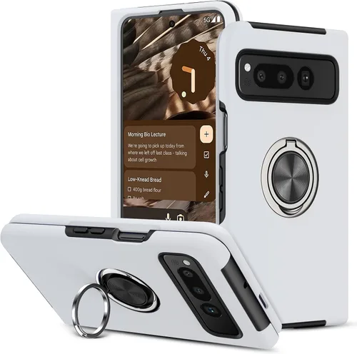 Vista 8 de BENTOBEN Funda plegable para Google Pixel (2023), [protección completa de bisagra] con soporte de anillo de 360°, a prueba de golpes, soporte Negro