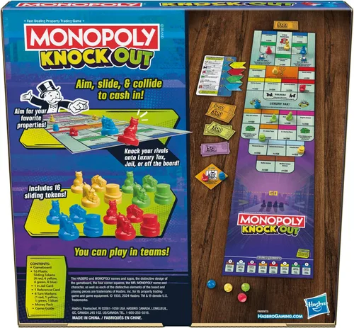Vista 2 de Monopoly Knockout - Juego de mesa 2-8 jugadores Promedio de 20 minutos Juegos de mesa rápidos para familias, niños, adolescentes y adultos A