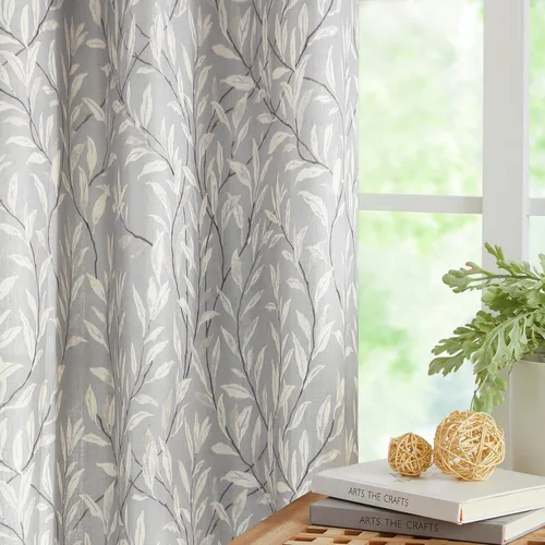 Vista 27 de VOGOL Cortinas con estampado de pájaros campestres, 30 x 24 pulgadas, 2 paneles, beige Linen Look Texture, Decorative Small Window Treatment