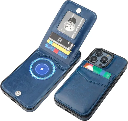 Vista 22 de KIHUWEY Compatible con iPhone 14 Pro Max Funda Cartera Plegable con Soporte para Tarjeta de Crédito, Cierre Magnético de Cuero Premium, Función