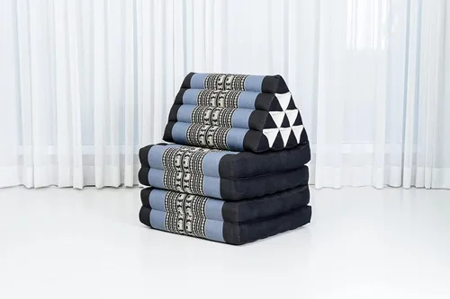 Vista 5 de Leewadee Cómodo colchón japonés de suelo, cama tailandesa con cojín triangular, colchón futón, tapete de masaje tailandés extra largo, 89 x 20 azul