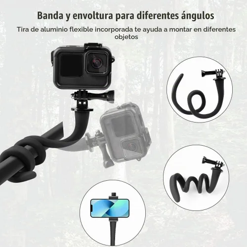 Vista 3 de Taisioner Soporte de teléfono para cochecito de montaje flexible, cuello de cisne para cinta de correr, bicicleta, carrito de compras, barco