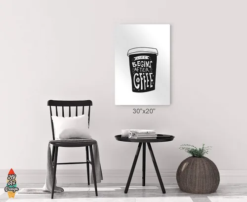 Vista 6 de HB Art Design Life Begins After Coffee Black and White Cup Metal Print Wall Art Coffee Bar Decor Coffee Signs Kitchen Wall Decor Dining Room