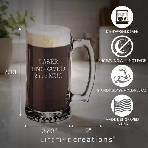 Vista 5 de Lifetime Creations Taza de cerveza personalizada grabada con el padre de la novia, 25 onzas, regalo de boda para papá, apto para lavavajillas