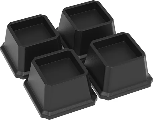 Vista 22 de Elevadores de cama de 1 pulgada, resistentes, paquete de 4 elevadores de muebles de cama, elevadores de 1,500 libras para sofá y mesa, color blanco