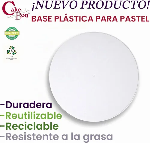 Vista 3 de Cakebon Tableros para tartas de plástico, tambores blancos de 8 pulgadas, paquete de 1 unidad, redondo profesional para tartas