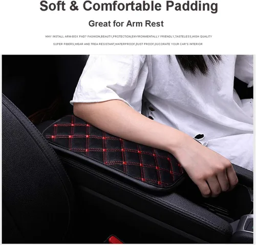Vista 5 de Funda para consola central de coche, universal, de cuero sintético, reposabrazos para auto, protector de reposabrazos de consola central, apto