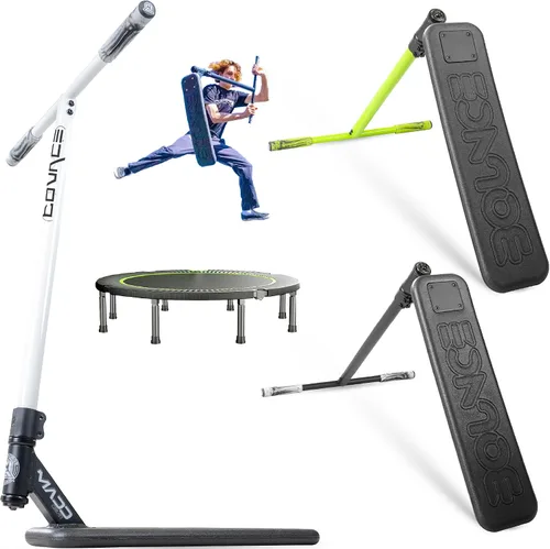 Vista 10 de Patinete de Trampolín Pro Madd Gear para Trucos – Tubo de Dirección Real, T-Bar Pro, Plataforma de Espuma – Práctica de Acrobacias Interior y Negro