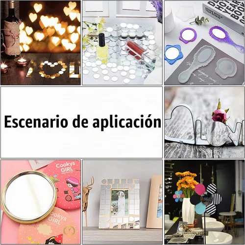 Vista 6 de Mini azulejos de espejo acrílico autoadhesivos de 1 pulgada, 50
