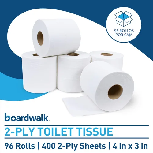 Vista 2 de Boardwalk B6144 2 capas de papel higiénico séptico seguro - blanco (96/cartón)