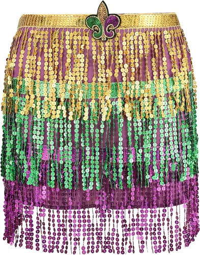 Vista 4 de Disfraz de Mardi Gras, máscara de mascarada, collar, bufanda, disfraz para mujer, Mardi Gras, juego de accesorios para fiesta de discoteca