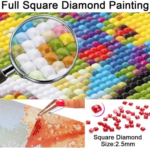 Vista 2 de Pintura de diamantes 5D, arte para madre e hija, acuarela, cuentas cuadradas brillantes, pintura de diamantes por números, decoración de pared