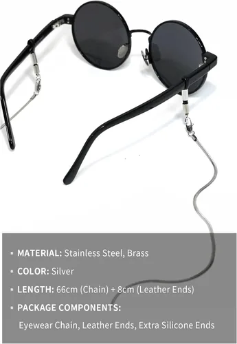 Vista 5 de Correas de cristal de ojo de cuero real Retenedores de gafas de ojos Cadenas acollador, soporte para gafas de sol