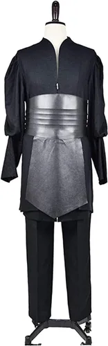 Vista 3 de CosDaddy Disfraz de cosplay para hombre, túnica de uniforme para cosplay, versión de lino, Negro