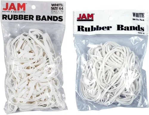 Vista 16 de JAM PAPER Bandas de goma coloridas, tamaño 33, bandas elásticas blancas, 100/paquete Blanco