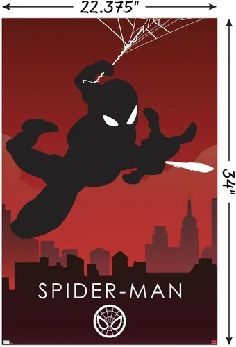 Vista 3 de Trends International Marvel Heroic Silhouette - Póster de pared de Spider-Man, 22.375 x 34 pulgadas, versión sin marco