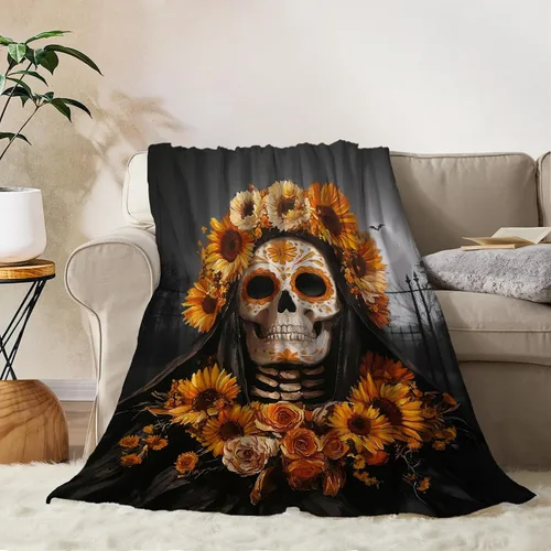 Vista 12 de YeeJu Manta de Halloween de calabaza espeluznante vintage para bebé y mascota, acogedora, suave y mullida, manta de forro polar de felpa para sofá
