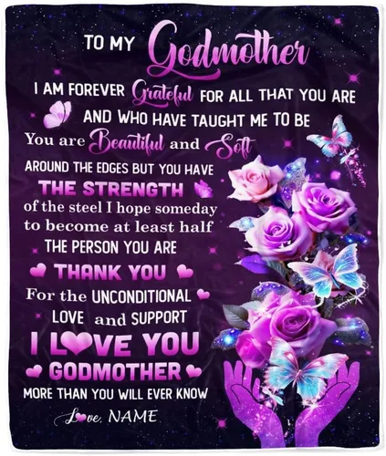 Vista 7 de Manta personalizada con texto en inglés «To My Godmother from Goddaughter Godson Thank You for Being My Godmother», para Día de la Madre