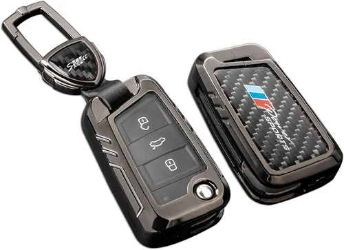 Vista 21 de Funda para llavero BMW con llavero, fibra de carbono real, protección de aleación de zinc, compatible con BMW 1 3 4 5 6 7 Series X1 X3 X4 M5 M6 GT3